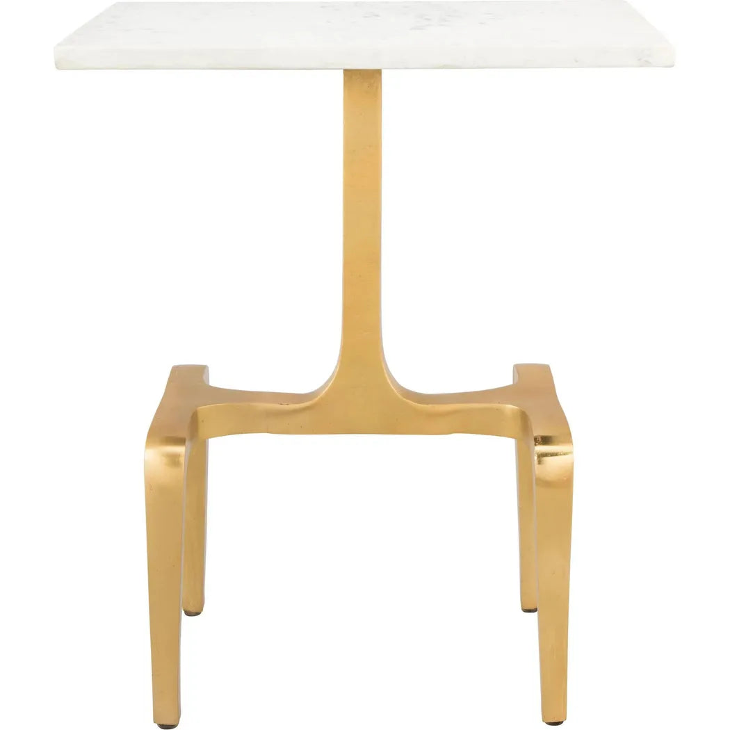 Clement Marble Side Table White & Gold Side Tables LOOMLAN By Zuo Modern