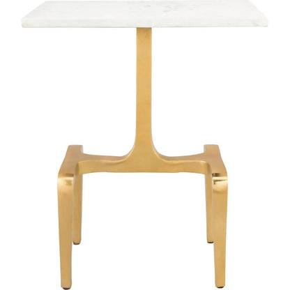 Clement Marble Side Table White & Gold Side Tables LOOMLAN By Zuo Modern