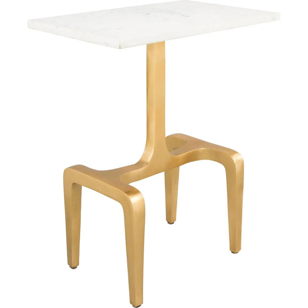 Clement Marble Side Table White & Gold Side Tables LOOMLAN By Zuo Modern