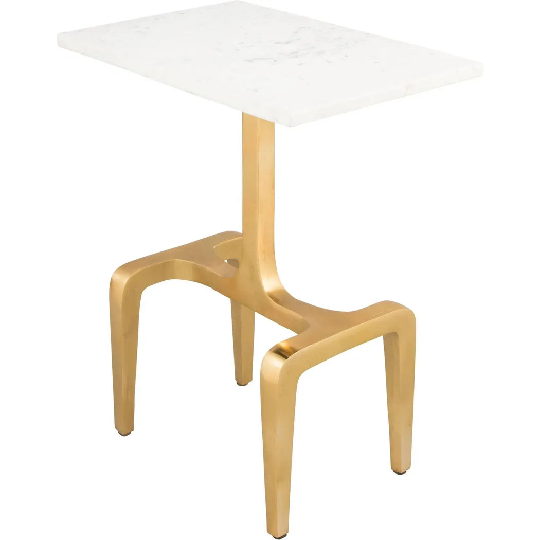 Clement Marble Side Table White & Gold Side Tables LOOMLAN By Zuo Modern