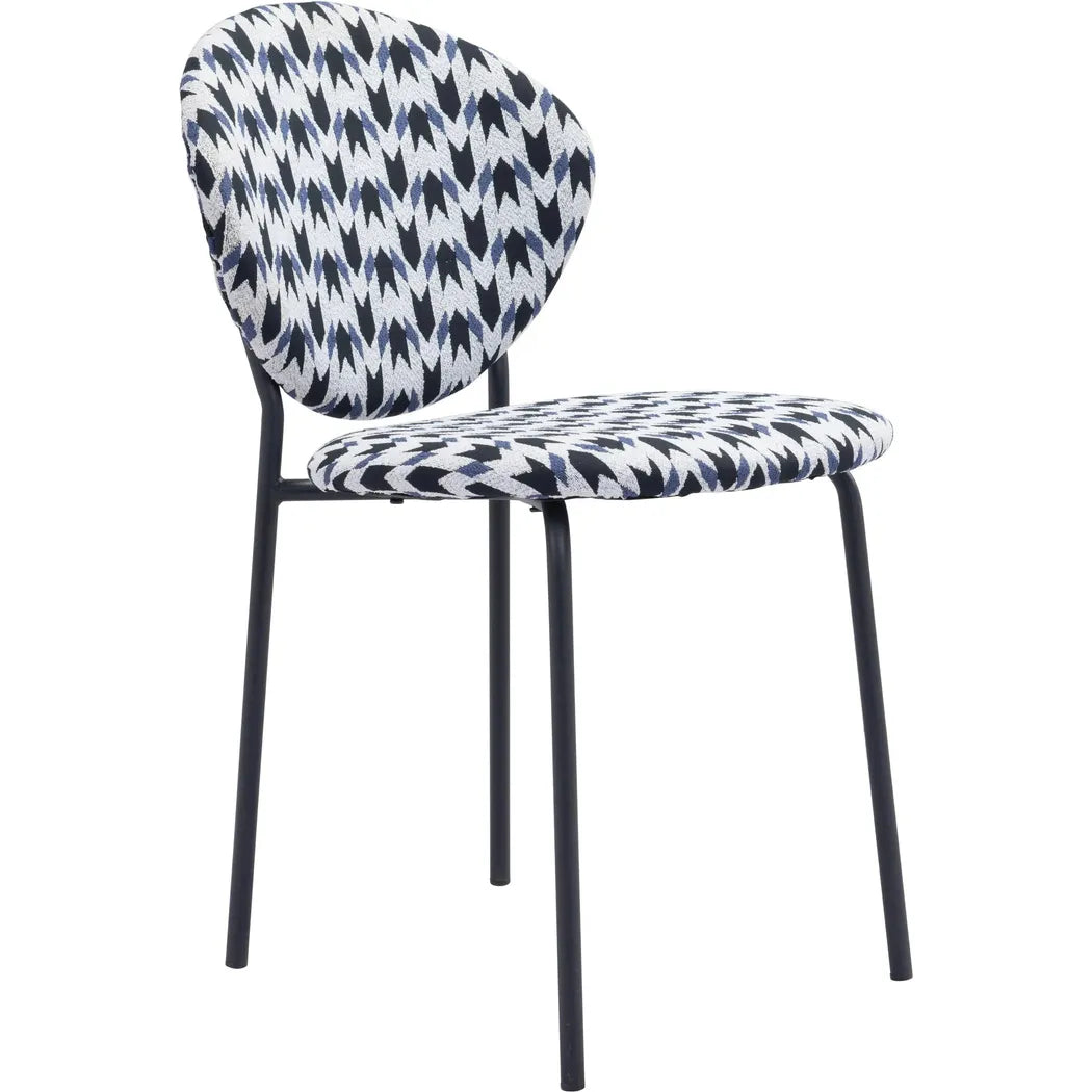 Clyde Dining Chair (Set of 2) Geometric Print & Black Dining Chairs LOOMLAN By Zuo Modern