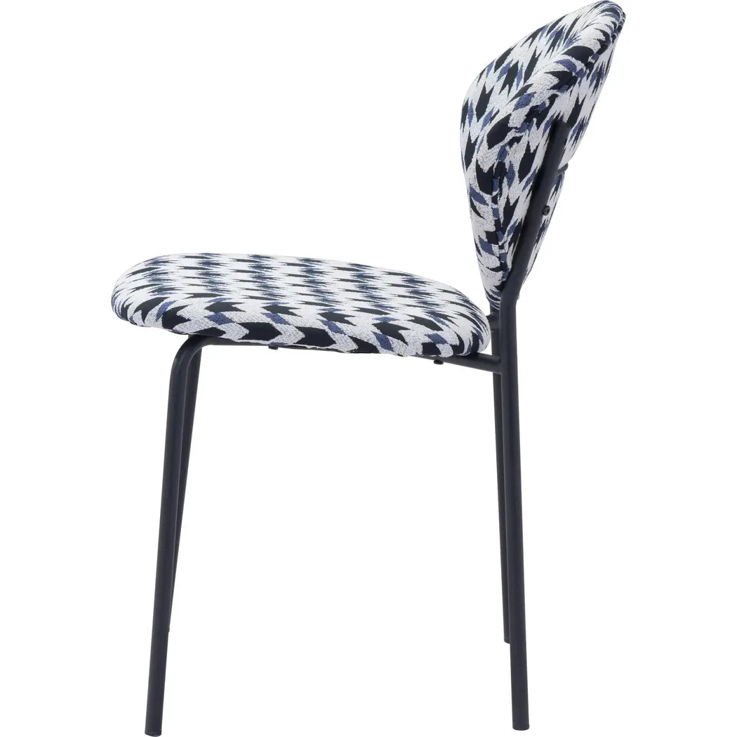 Clyde Dining Chair (Set of 2) Geometric Print & Black Dining Chairs LOOMLAN By Zuo Modern