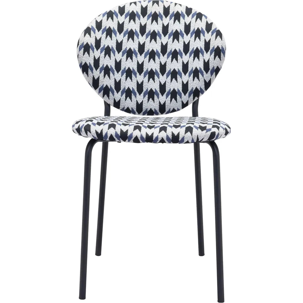 Clyde Dining Chair (Set of 2) Geometric Print & Black Dining Chairs LOOMLAN By Zuo Modern