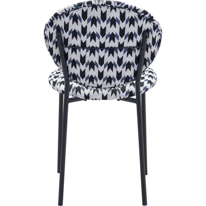 Clyde Dining Chair (Set of 2) Geometric Print & Black Dining Chairs LOOMLAN By Zuo Modern