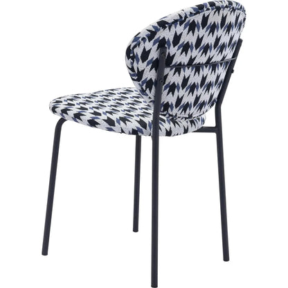 Clyde Dining Chair (Set of 2) Geometric Print & Black Dining Chairs LOOMLAN By Zuo Modern