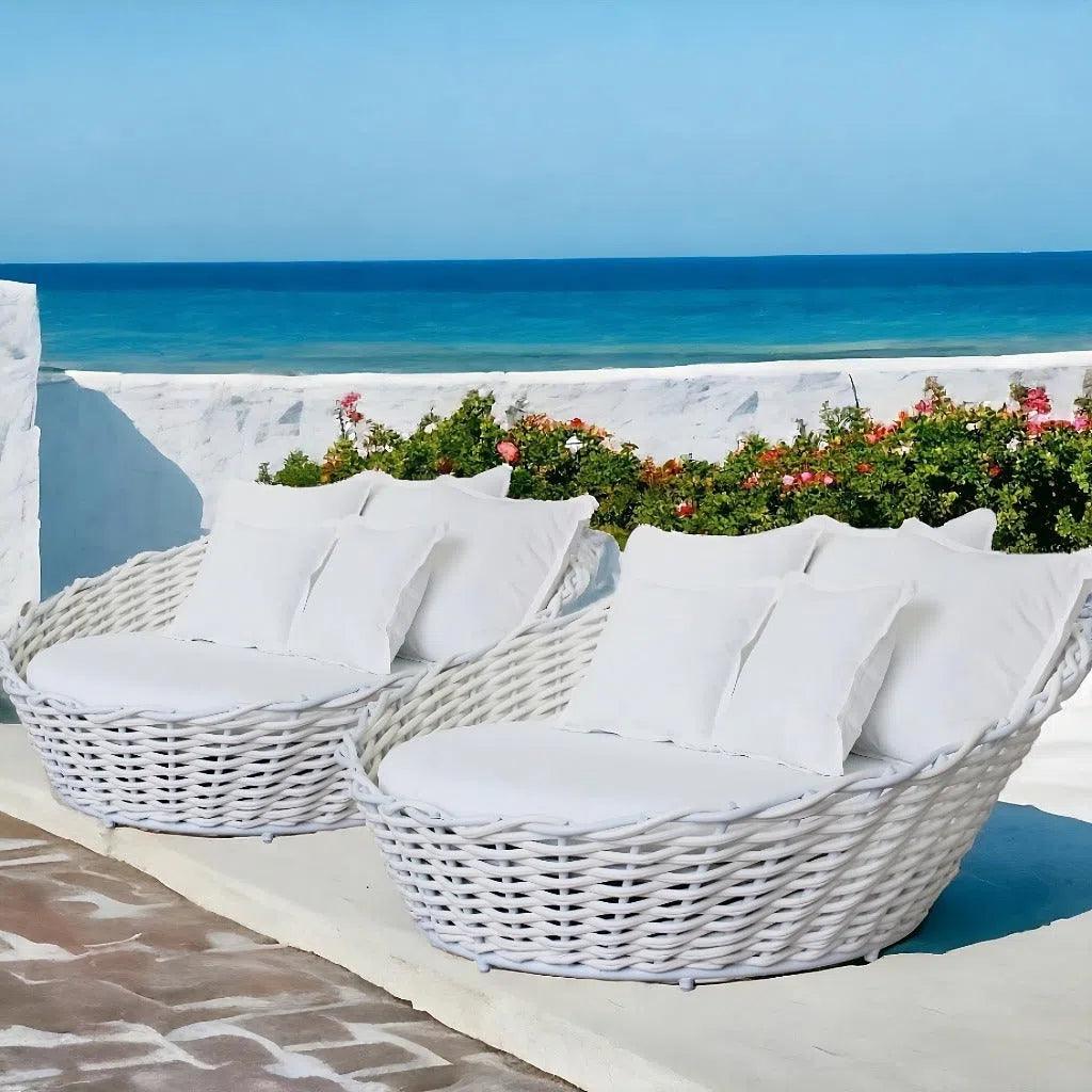 Coastal Nest Rattan Round Outdoor Daybed Lounger Outdoor Cabanas & Loungers LOOMLAN By Artesia