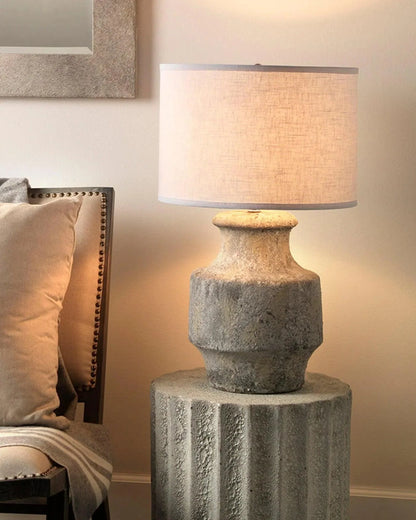 Coastal Style Grey Ceramic Masonry Table Lamp Table Lamps LOOMLAN By Jamie Young