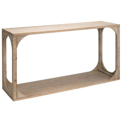 Coastal Style Grey Fir Veneer Everett Openwork Console Table Console Tables LOOMLAN By Jamie Young