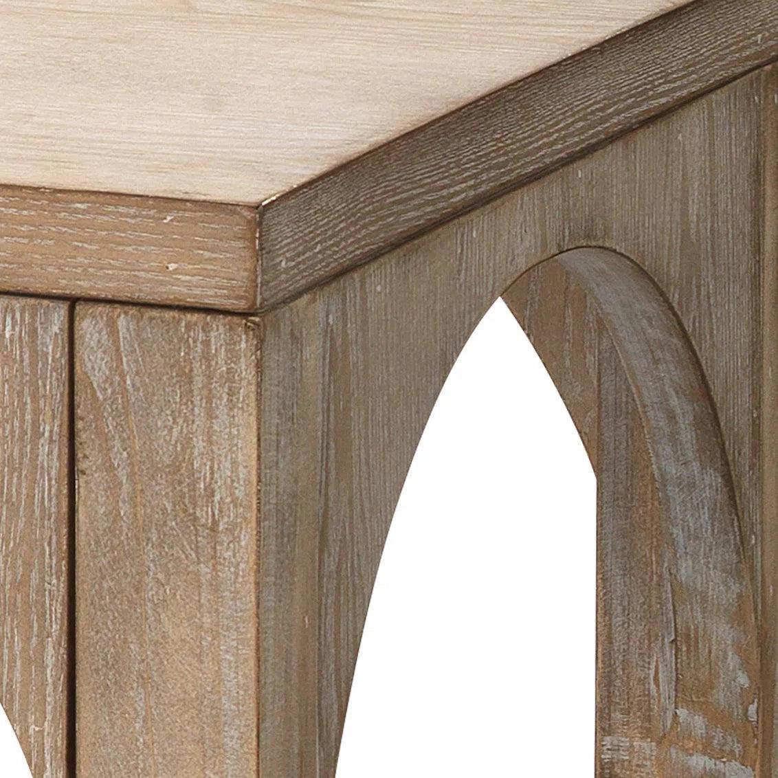 Coastal Style Grey Fir Veneer Everett Openwork Console Table Console Tables LOOMLAN By Jamie Young