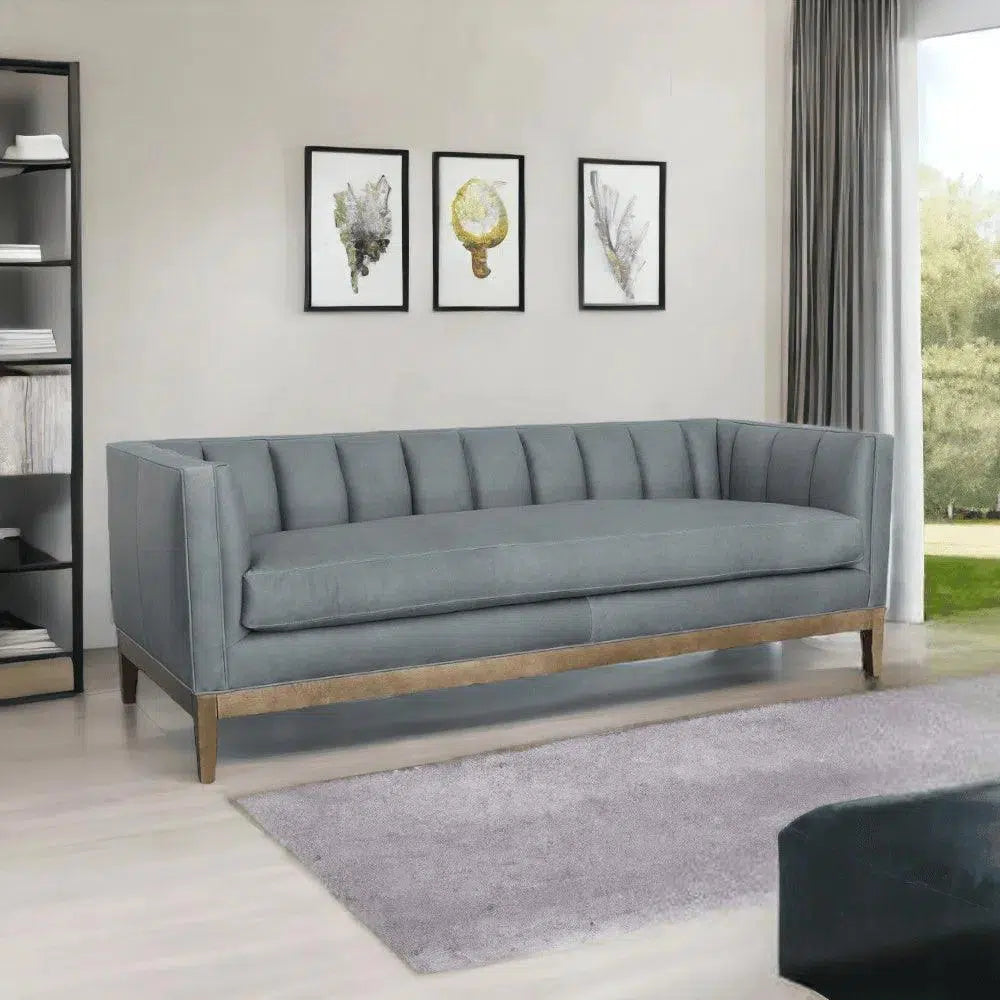 Contemporary Leather Chesterfield Sofa Single Cushion Seat Sofas & Loveseats LOOMLAN By Uptown Sebastian