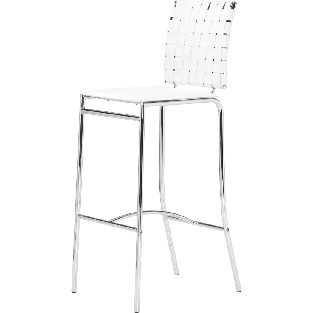 Criss Cross Bar Chair (Set of 2) White Bar Stools LOOMLAN By Zuo Modern