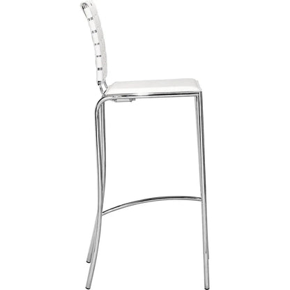 Criss Cross Bar Chair (Set of 2) White Bar Stools LOOMLAN By Zuo Modern