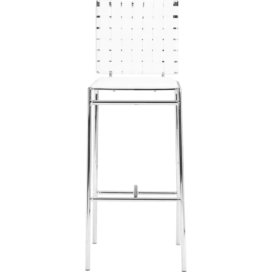 Criss Cross Bar Chair (Set of 2) White Bar Stools LOOMLAN By Zuo Modern