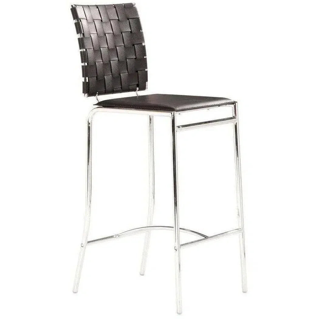 Criss Cross Counter Chair (Set of 2) Black Counter Stools LOOMLAN By Zuo Modern