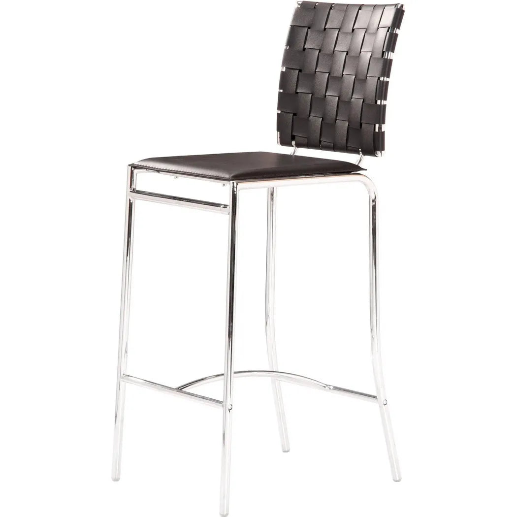 Criss Cross Counter Chair (Set of 2) Black Counter Stools LOOMLAN By Zuo Modern