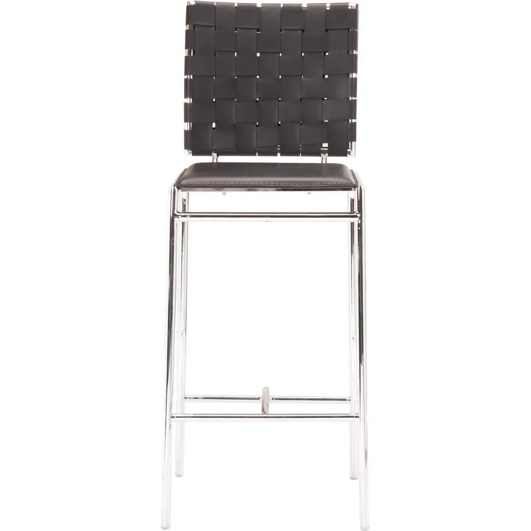 Criss Cross Counter Chair (Set of 2) Black Counter Stools LOOMLAN By Zuo Modern