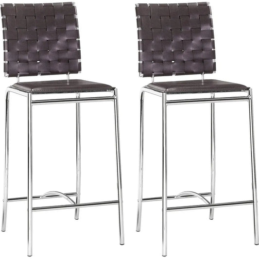 Criss Cross Counter Chair (Set of 2) Espresso Counter Stools LOOMLAN By Zuo Modern