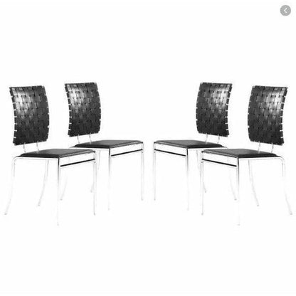 Criss Cross Leather Upholstered Armless Dining Chair (Set Of 4)