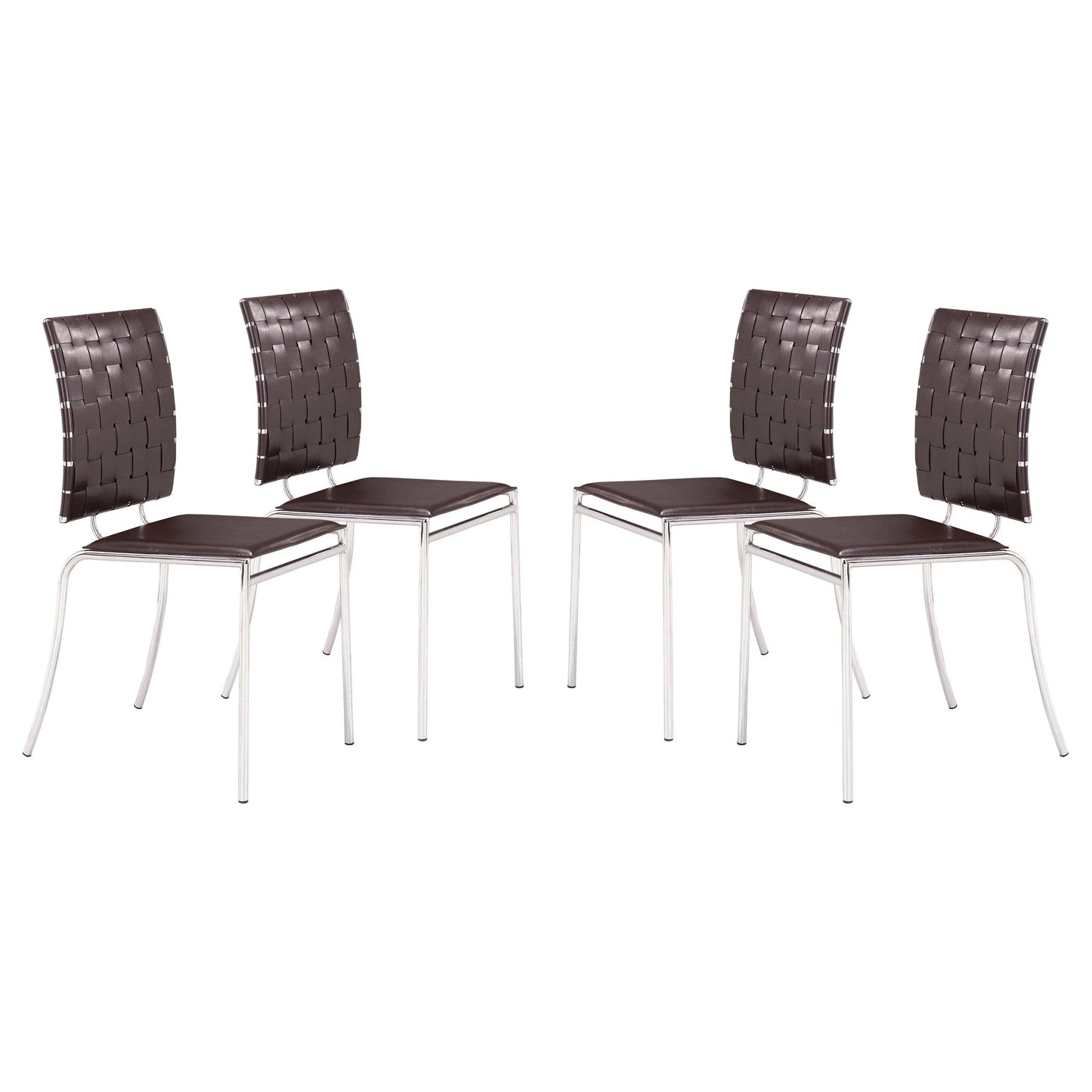 Criss Cross Leather Upholstered Armless Dining Chair (Set Of 4)