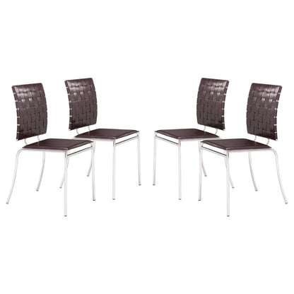 Criss Cross Leather Upholstered Armless Dining Chair (Set Of 4)