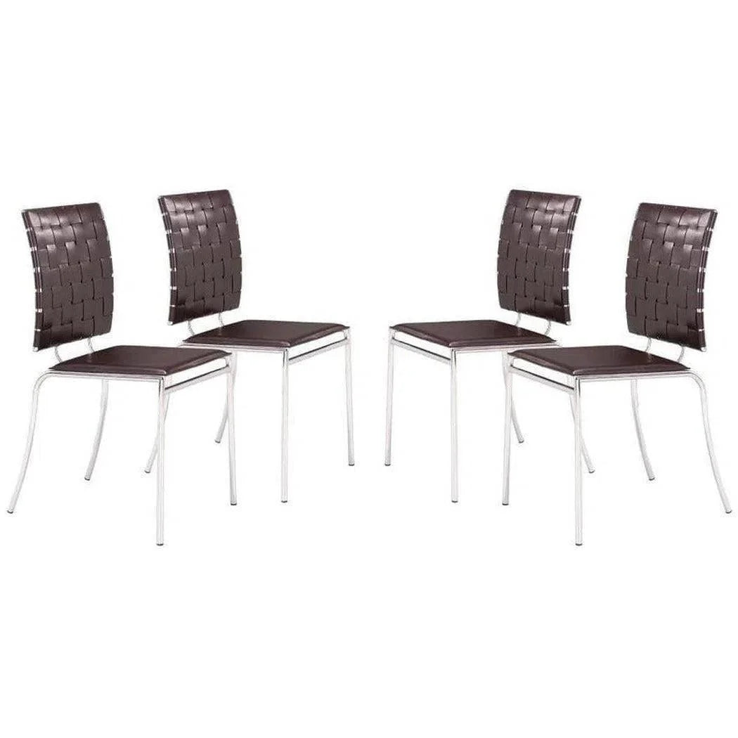 Criss Cross Leather Upholstered Armless Dining Chair (Set Of 4)