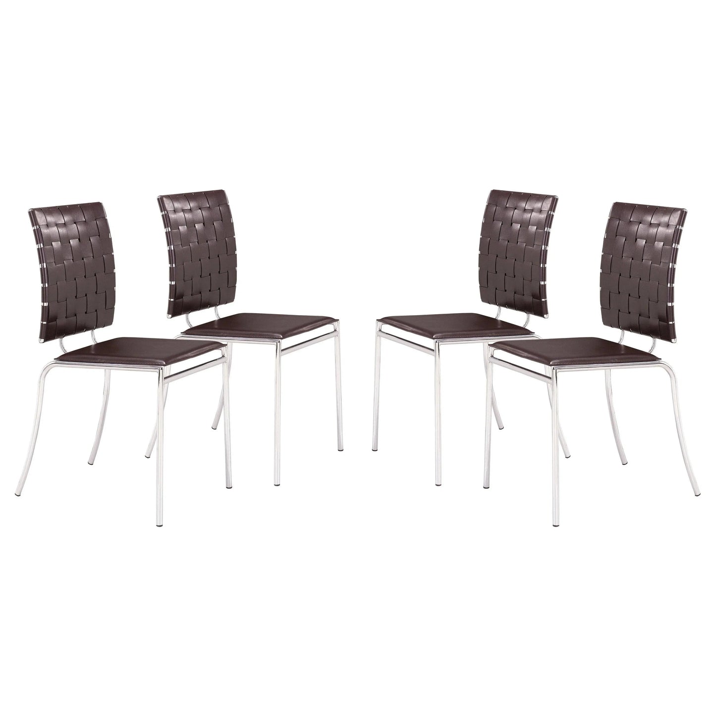 Criss Cross Leather Upholstered Armless Dining Chair (Set Of 4)