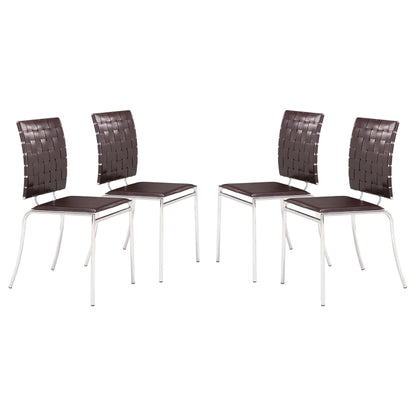 Criss Cross Leather Upholstered Armless Dining Chair (Set Of 4)