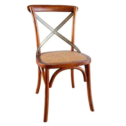 Cross Back Chair With Rattan Seat (Set Of 2)