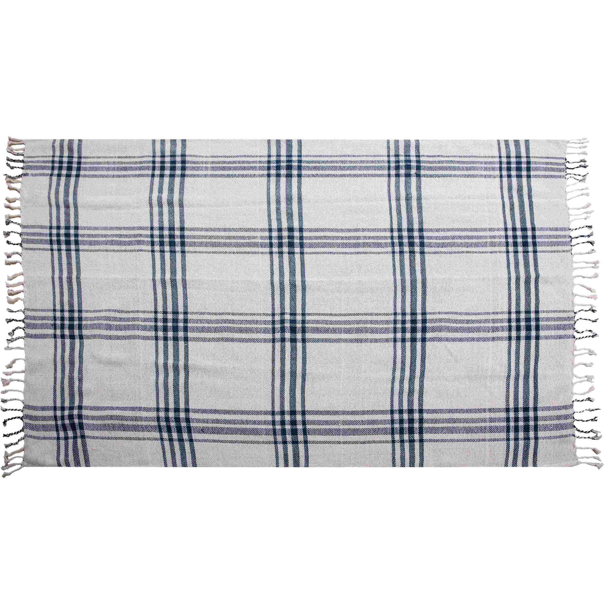 LOOMLAN Dark Blue Plaid Outdoor Throw Blanket