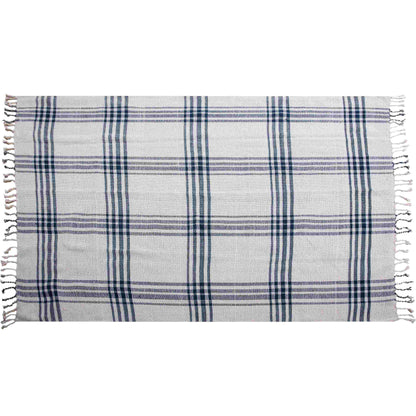 LOOMLAN Dark Blue Plaid Outdoor Throw Blanket