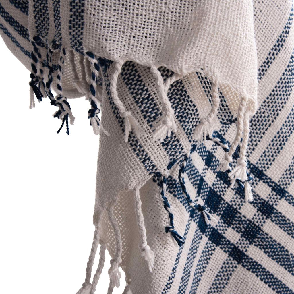 LOOMLAN Dark Blue Plaid Outdoor Throw Blanket