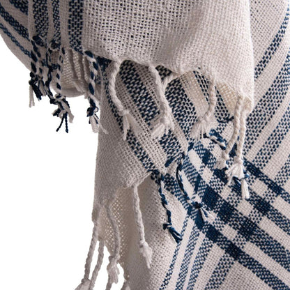 LOOMLAN Dark Blue Plaid Outdoor Throw Blanket