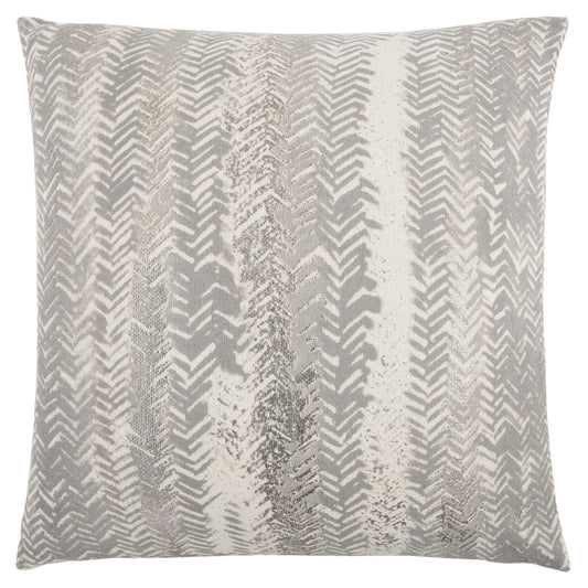 Denis Chevron Gray Throw Pillow With Down Insert Throw Pillows LOOMLAN By LOOMLAN