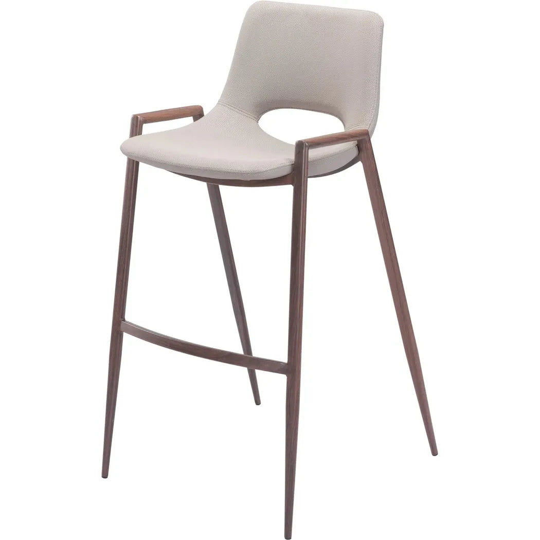 Desi Bar Chair (Set of 2) Beige Bar Stools LOOMLAN By Zuo Modern