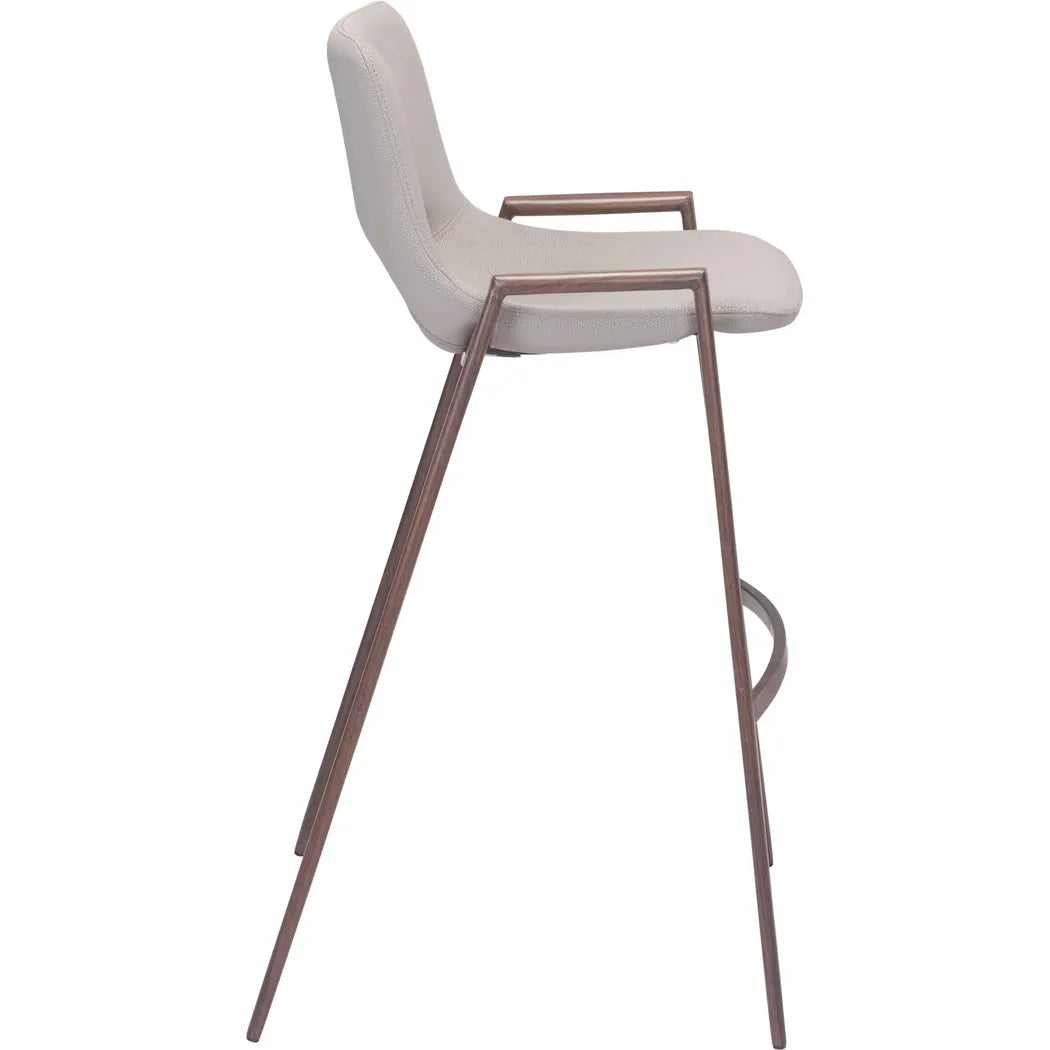 Desi Bar Chair (Set of 2) Beige Bar Stools LOOMLAN By Zuo Modern