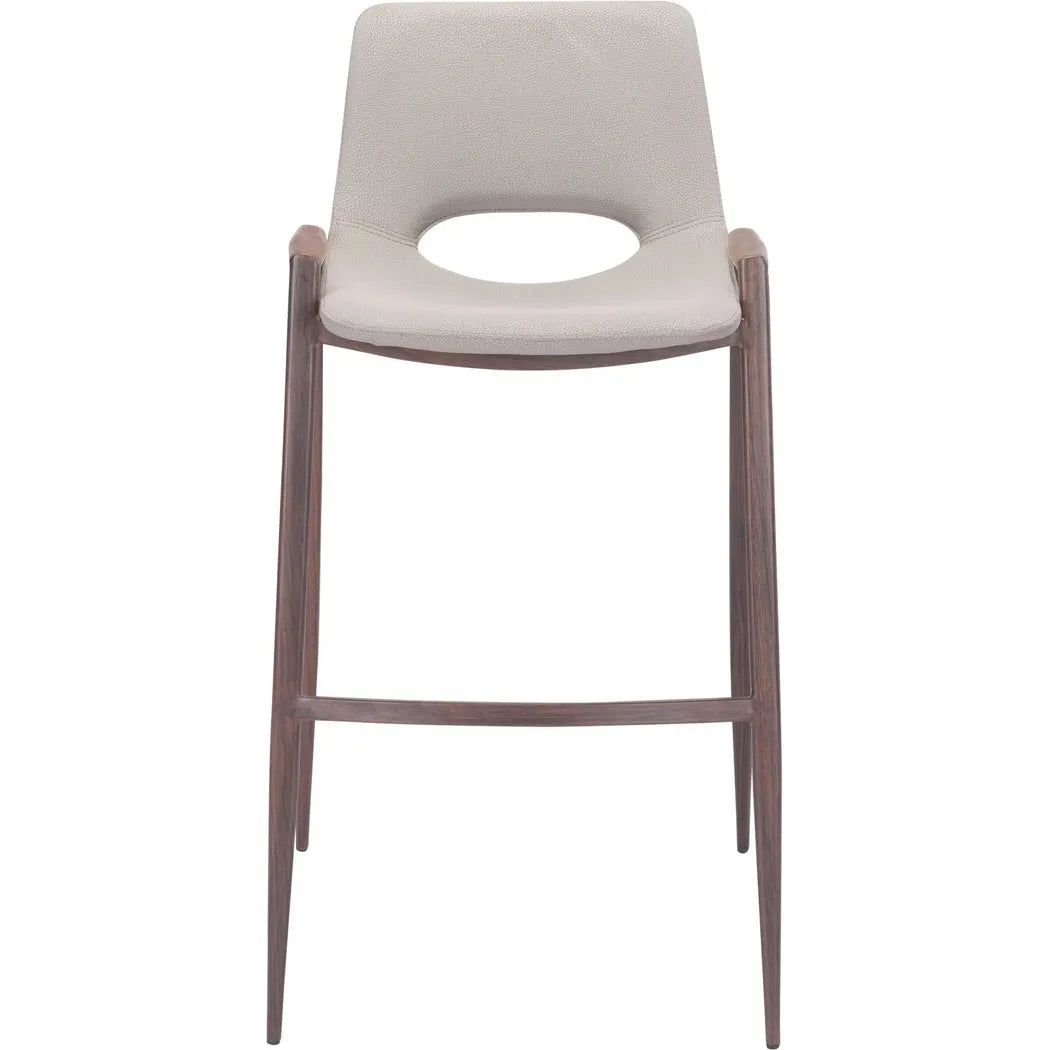 Desi Bar Chair (Set of 2) Beige Bar Stools LOOMLAN By Zuo Modern