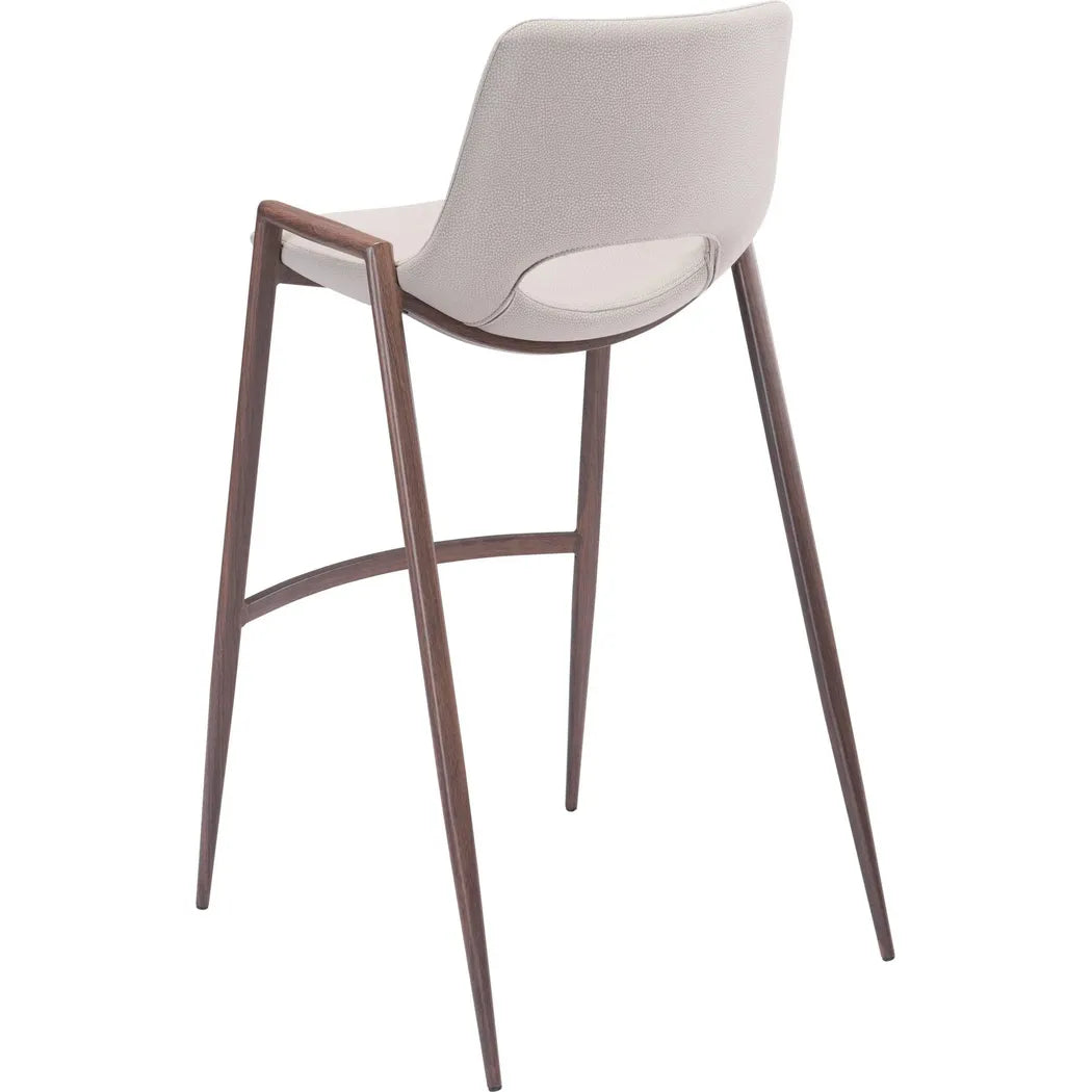 Desi Bar Chair (Set of 2) Beige Bar Stools LOOMLAN By Zuo Modern