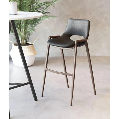 Desi Bar Chair (Set of 2) Black Bar Stools LOOMLAN By Zuo Modern