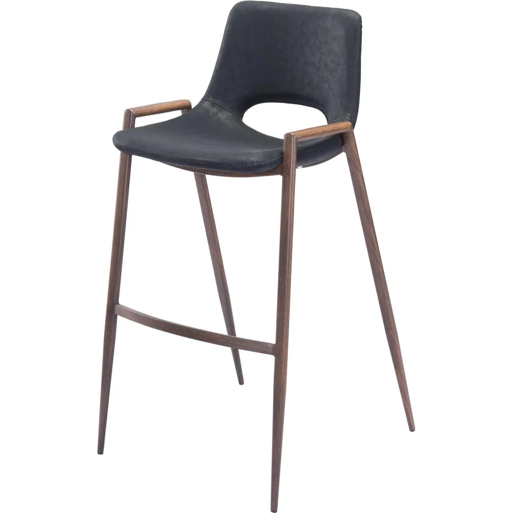 Desi Bar Chair (Set of 2) Black Bar Stools LOOMLAN By Zuo Modern