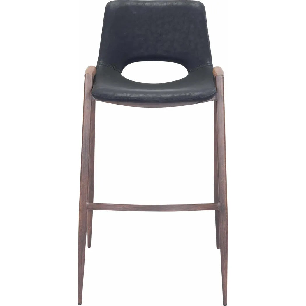 Desi Bar Chair (Set of 2) Black Bar Stools LOOMLAN By Zuo Modern