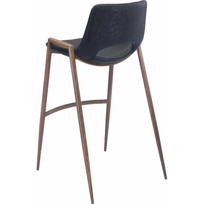 Desi Bar Chair (Set of 2) Black Bar Stools LOOMLAN By Zuo Modern