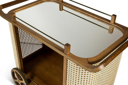 Dinda Wooden Cane Bar Cart