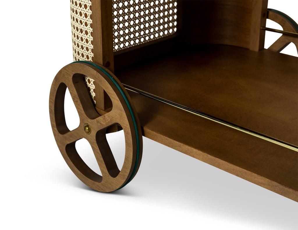 Dinda Wooden Cane Bar Cart