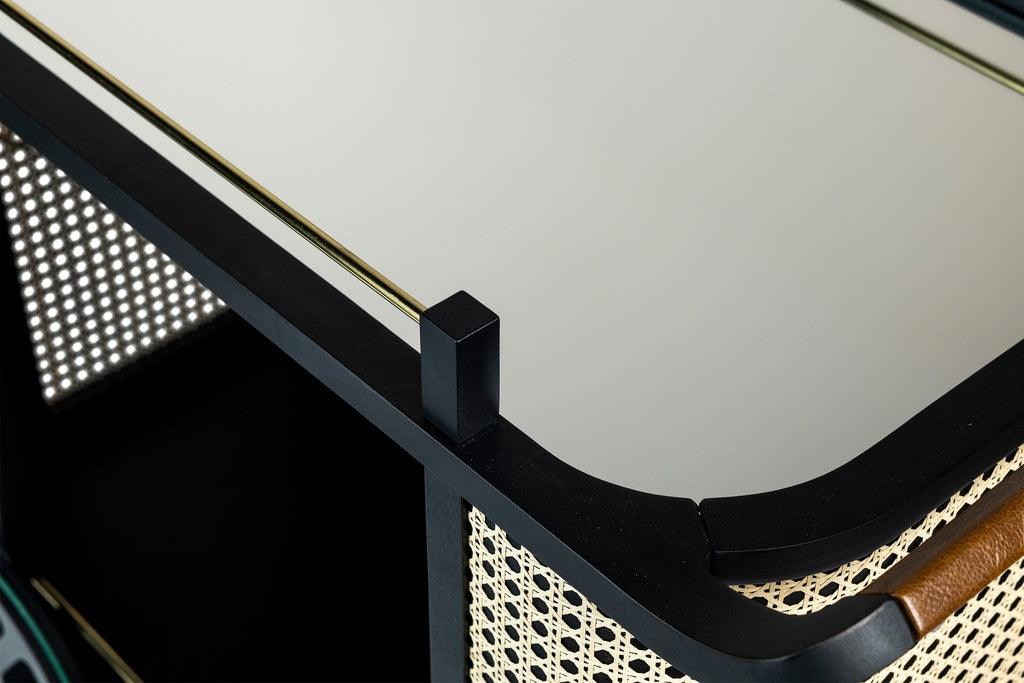 Dinda Wooden Cane Bar Cart