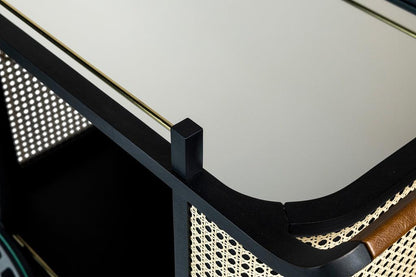 Dinda Wooden Cane Bar Cart