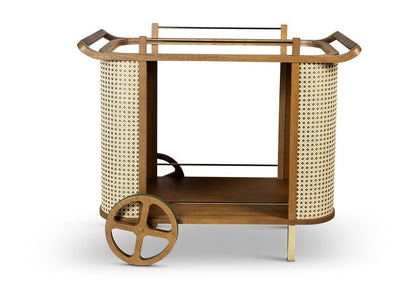 Dinda Wooden Cane Bar Cart