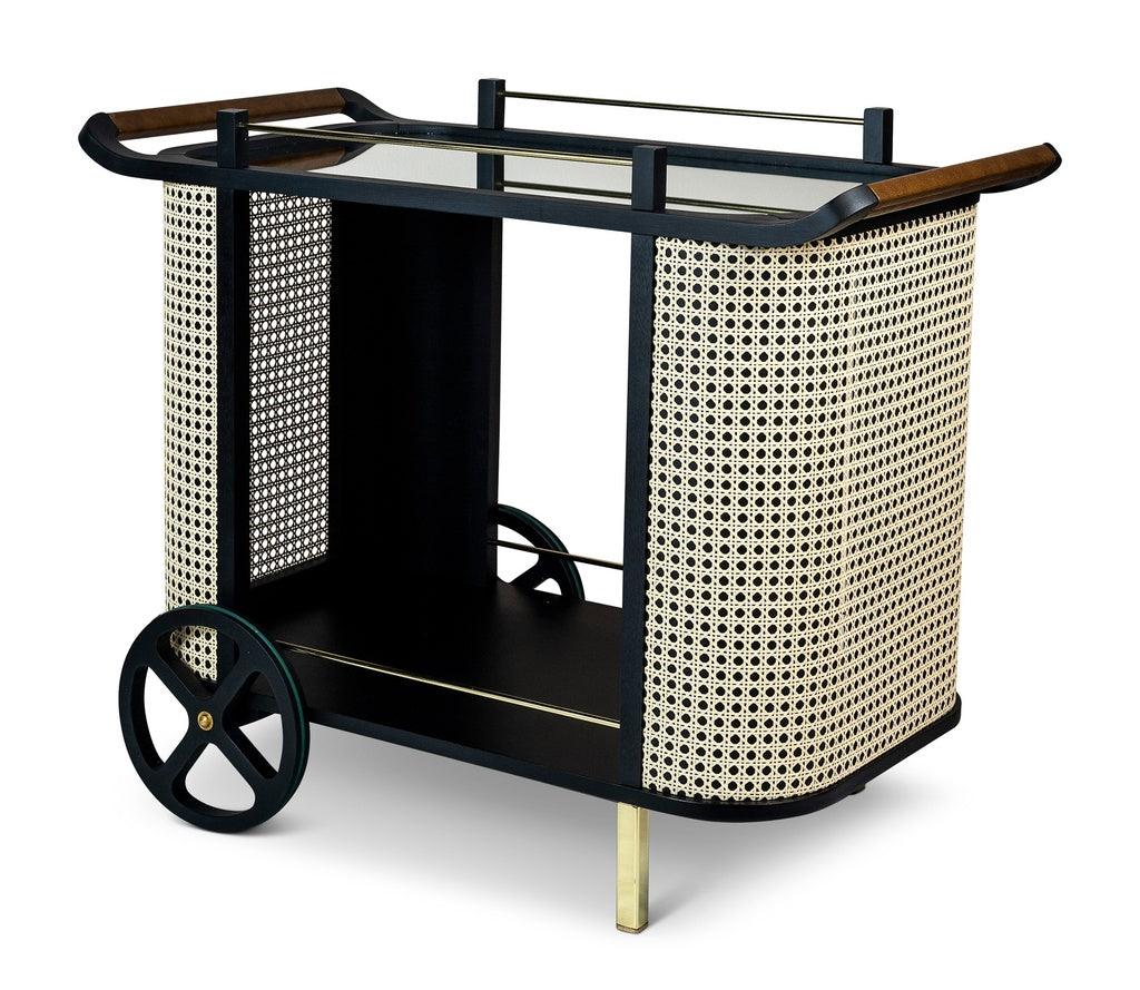 Dinda Wooden Cane Bar Cart