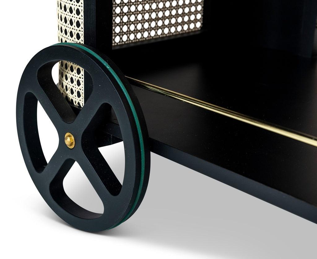 Dinda Wooden Cane Bar Cart