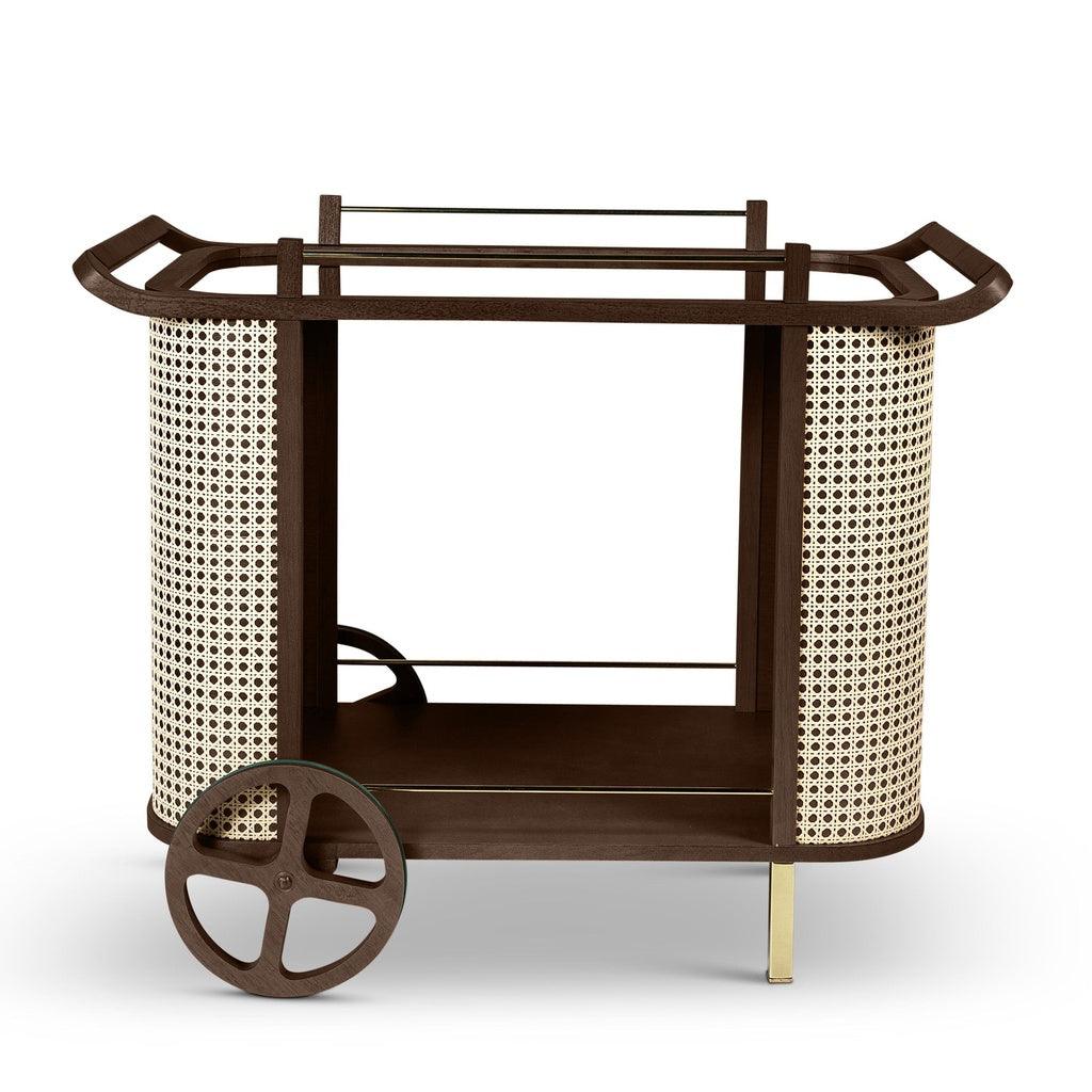 Dinda Wooden Cane Bar Cart