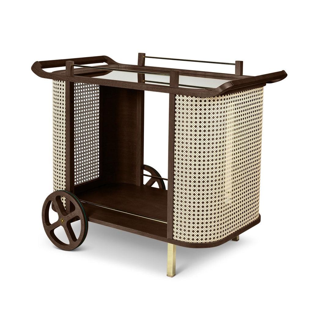 Dinda Wooden Cane Bar Cart